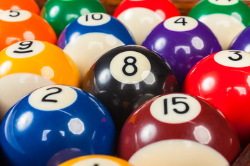 Close Up of Pool Balls in a Triangle