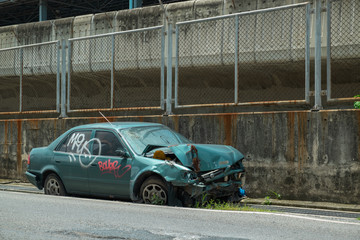 The car in which the accident was parked was left on the side of the road