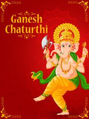 Lord Ganpati in vector for Happy Ganesh Chaturthi festival celebration of India