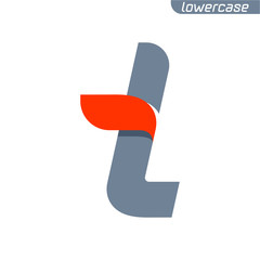 T letter logo with fast speed red flag line.