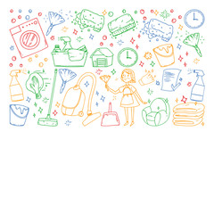 Cleaning services company vector pattern