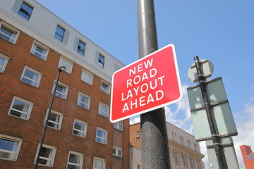 New Road Layout Ahead sign 