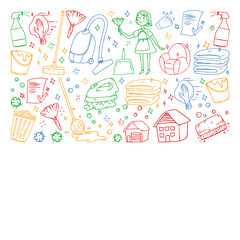 Fototapeta premium Cleaning services company vector pattern