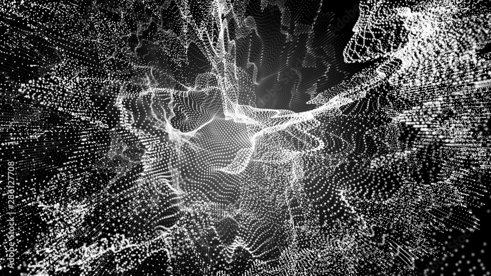 Poster music abstract background. interweaving of atomic particles in space. network connection structure. 