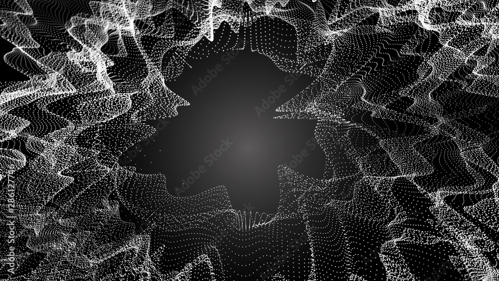  music abstract background. interweaving of atomic particles in space. network connection structure. 