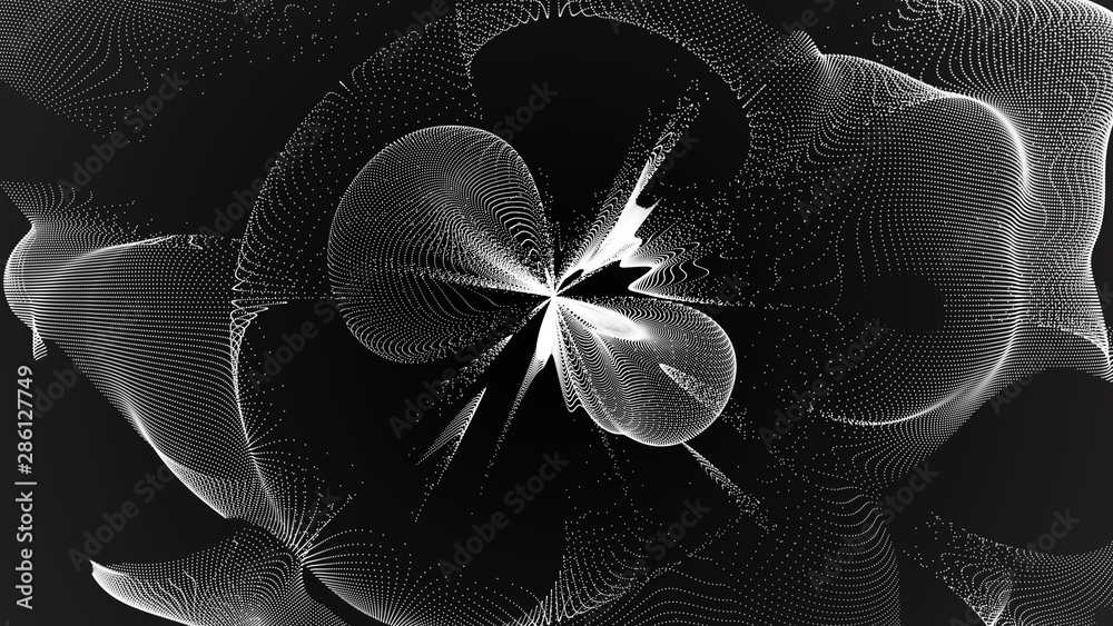 Poster music abstract background. interweaving of atomic particles in space. network connection structure. 