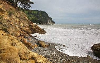 Coast of Black Sea in Praskoveevka near Gelendzhik. Krasnodar Krai. Russia