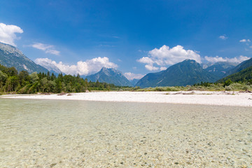 Fototapeta na wymiar Soca river in the Triglav National Park in Slovenia