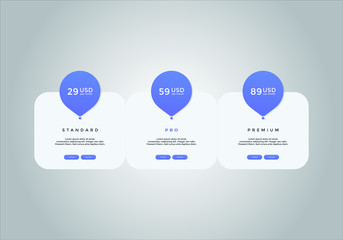 set of pricing table, order, box, button, list for web