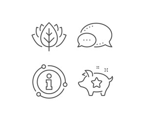 Loyalty points line icon. Chat bubble, info sign elements. Bonus piggy. Discount program symbol. Linear loyalty points outline icon. Information bubble. Vector