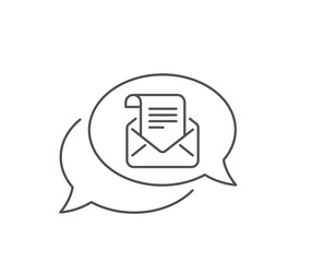 Mail newsletter line icon. Chat bubble design. Read Message correspondence sign. E-mail symbol. Outline concept. Thin line mail newsletter icon. Vector