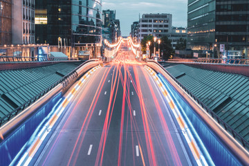 Long exposure shot from the bridge in Brussels, Belgium