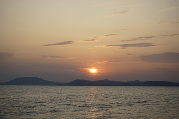Naklejka premium Balatonlelle Hungary Europe summer sunset over the lake