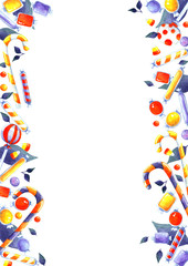 Halloween candy sweet watercolor hand painting for decoration on halloween festival.