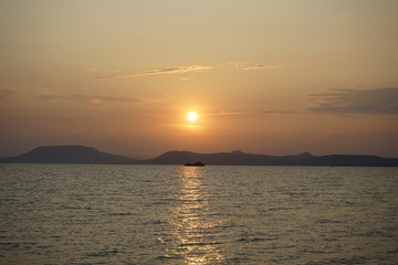 Balatonlelle Hungary Europe summer sunset over the lake