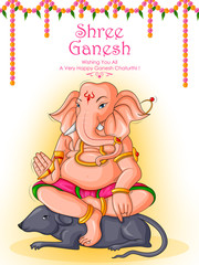 Lord Ganpati in vector for Happy Ganesh Chaturthi festival celebration of India