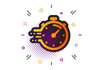 Time management sign. Halftone circles pattern. Timer icon. Stopwatch symbol. Classic flat timer icon. Vector