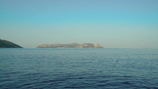 greek island and resort town Kas in Turkey in the morning. Kas is diving, yachting and tourist town in district of Antalya Province, Turkey. Kastellorizo, Kastellorizo, greece