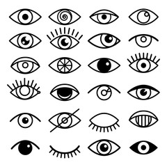 Fototapeta Outline eye icons. Open and closed eyes images, sleeping eye shapes with eyelash, vector supervision and searching signs obraz