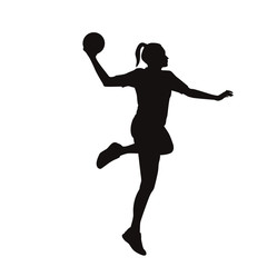 Fototapeta na wymiar Woman Handball Player Silhouette