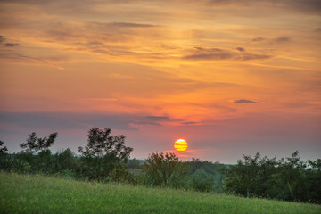 Sunset landscape in Somcuta Mare,Maramures,ROMANIA ,2019