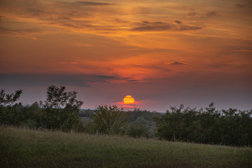 Obraz premium Sunset landscape in Somcuta Mare,Maramures,ROMANIA ,2019