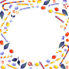 Halloween candy sweet watercolor hand painting for decoration on halloween festival.