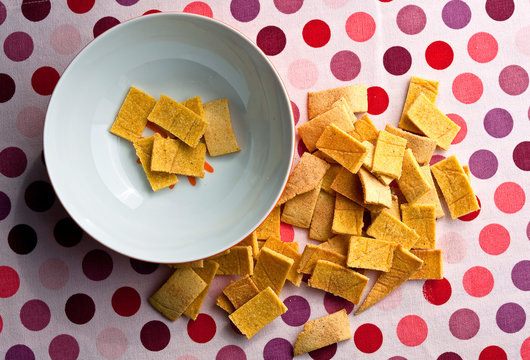 Overhead view of corn chips