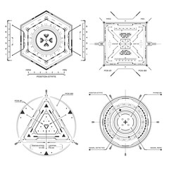 HUD user interface. Techno target screen elements. Futuristic user interface. Virtual graphic. Infographic elements