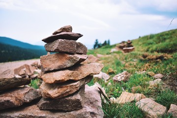 Cairn in mountains