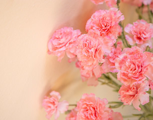 Artificial pink carnations flowers bouquet