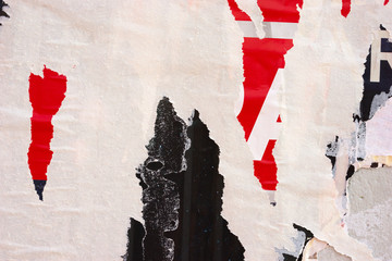 Old blank ripped torn posters grunge texture background creased crumpled paper backdrop placard...