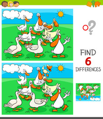 differences game with ducks animal characters