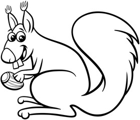 squirrel with acorn cartoon coloring page