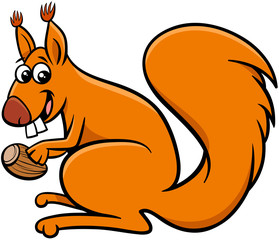 squirrel cartoon animal character with acorn