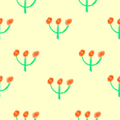 Seamless pattern as children's drawing wax crayons