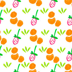 Seamless pattern as children's drawing wax crayons