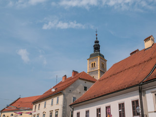 The tower of the church of st. John the Baptist. Varazdin, Croatia