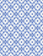 Watercolor blue tile seamless pattern - 286138552
