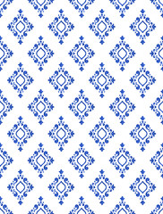 Watercolor blue tile seamless pattern - 286138579