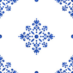 Blue watercolor filigree pattern - 286138701