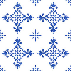 Blue watercolor filigree pattern - 286138724