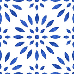 Watercolor blue circlec pattern - 286138915