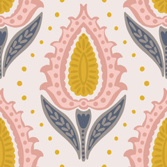 Folk tulips seamless pattern - 286139105