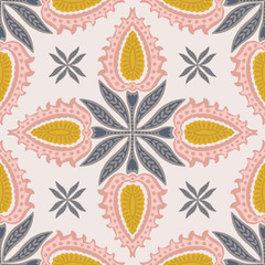 Folk tulips seamless pattern - 286139126