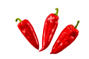 red peppers on a white background