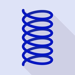 Blue spring coil icon. Flat illustration of blue spring coil vector icon for web design