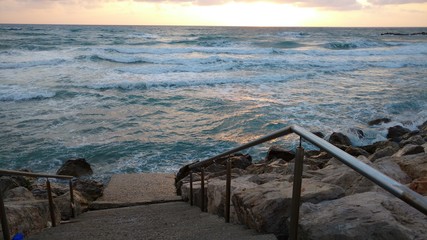A beautiful view of Haifa beach, Israel.