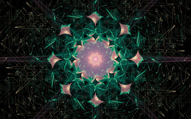 digital image generated on a computer consisting of beautiful abstract geometric shapes, lines of different colors for a background image or web design