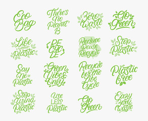 Zero waste, eco friendly, plastic polution big lettering set.